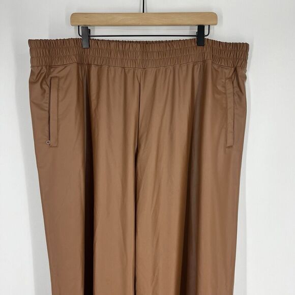 Offline Aerie Pants Size XXL Brown Real Luxe Faux Leather Wide Leg Pull On - Picture 2 of 10